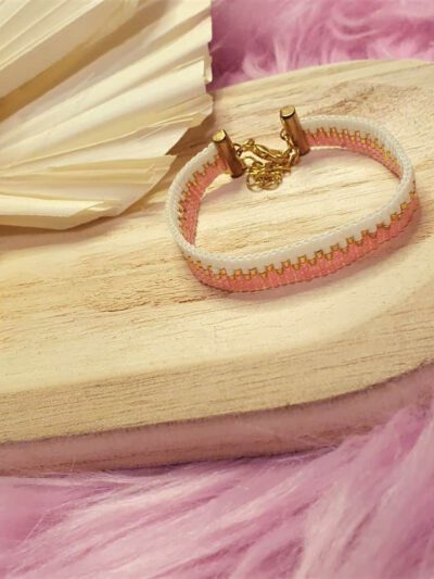 MIYUKI ARMBAND ROZE/WIT GOUD
