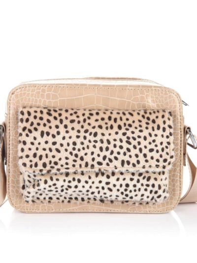 Schoudertasje met Cheetahprint – Beige