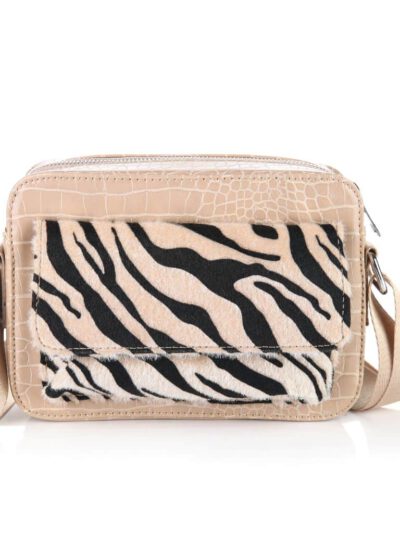 Schoudertasje met Zebraprint - Beige