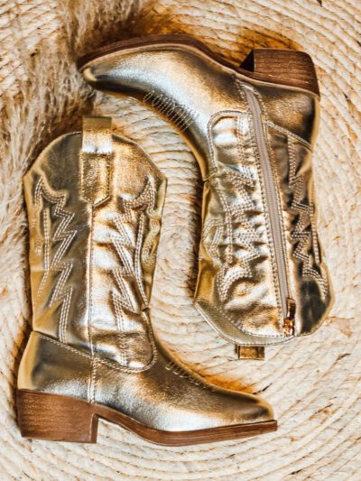 meisjes-cowboy-laarzen-goud-kids-boots-half-hoog-model